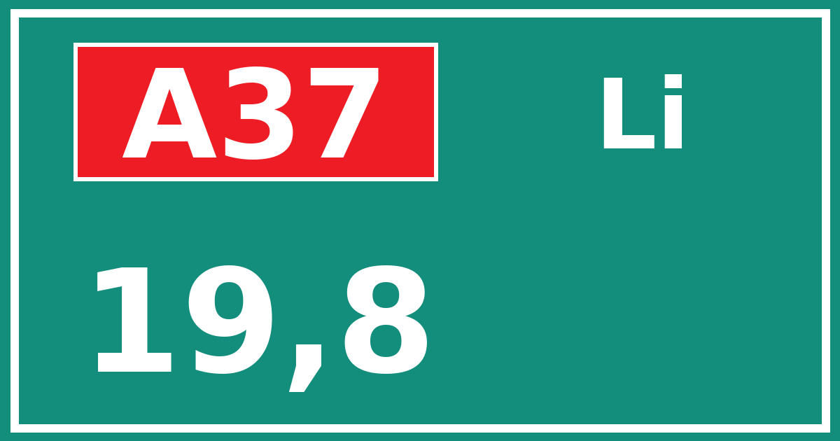 Hectometerbord A37 19,8 zijde Li
