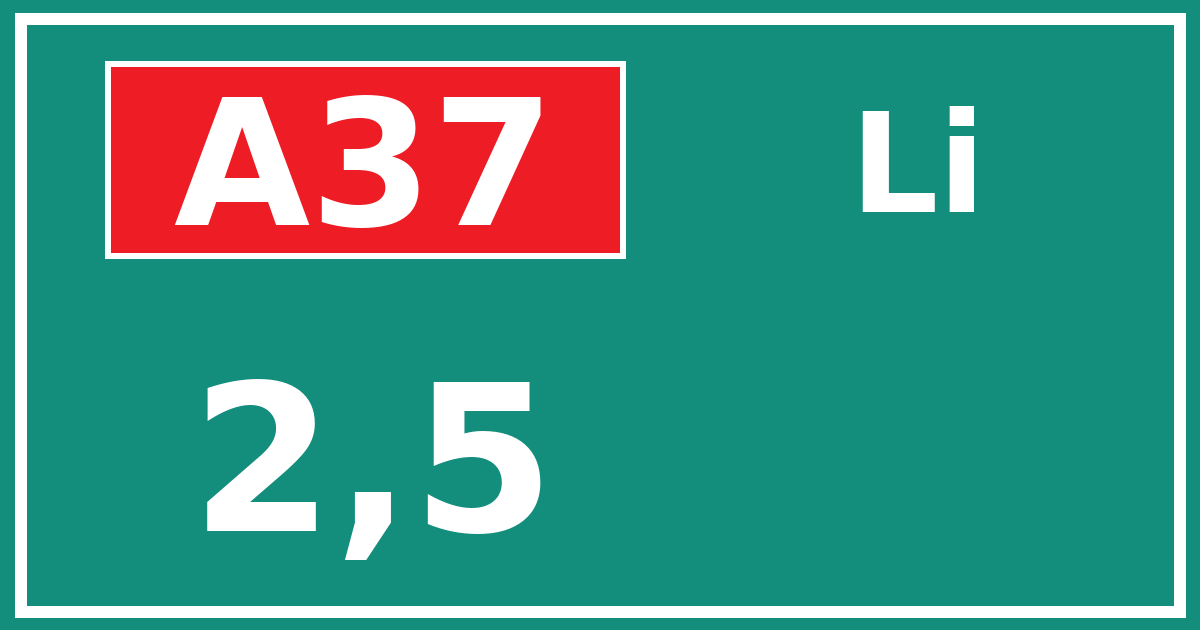 Hectometerbord A37 2,5 zijde Li