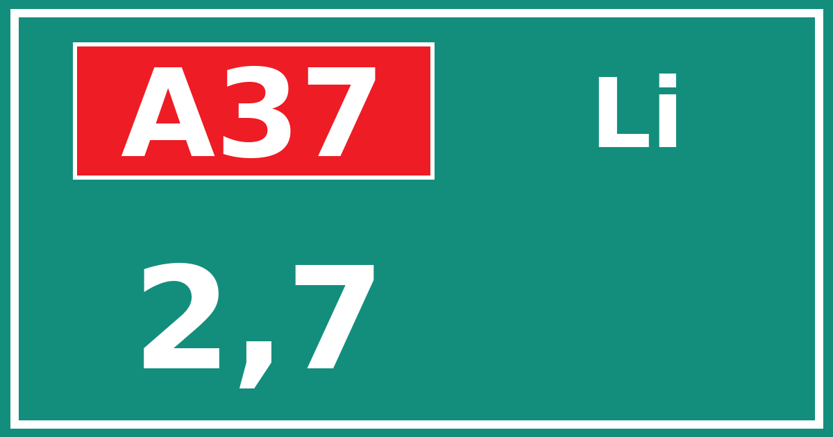 Hectometerbord A37 2,7 zijde Li