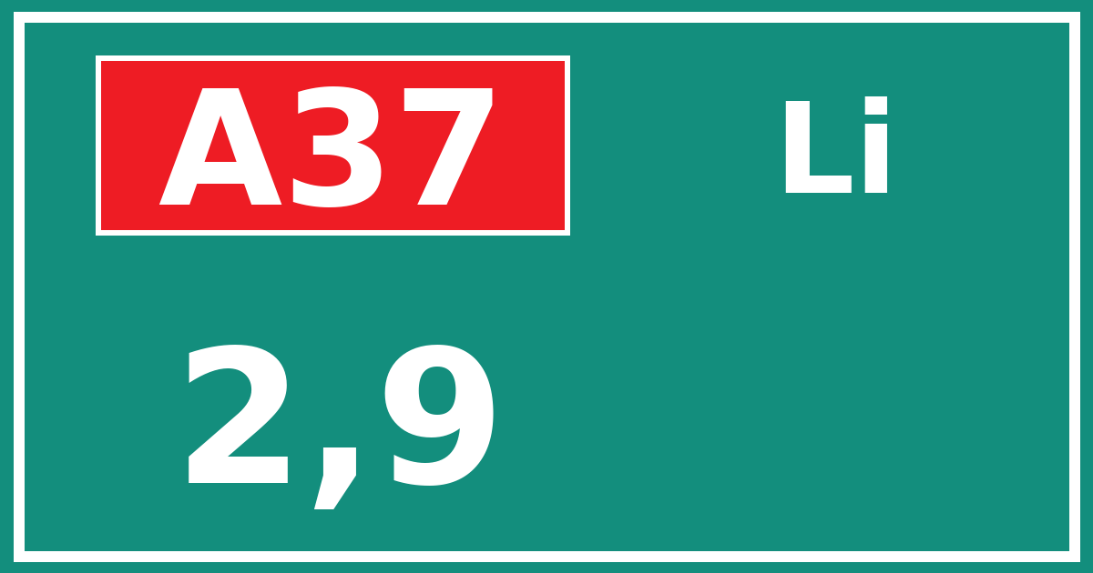 Hectometerbord A37 2,9 zijde Li
