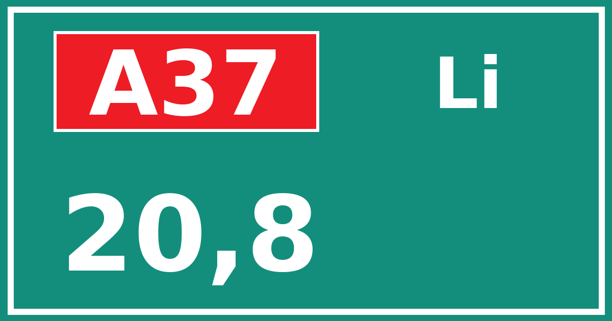 Hectometerbord A37 20,8 zijde Li