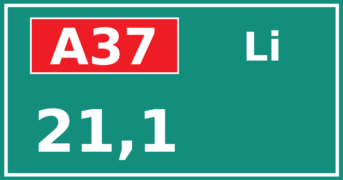 Hectometerbord A37 21,1 zijde Li