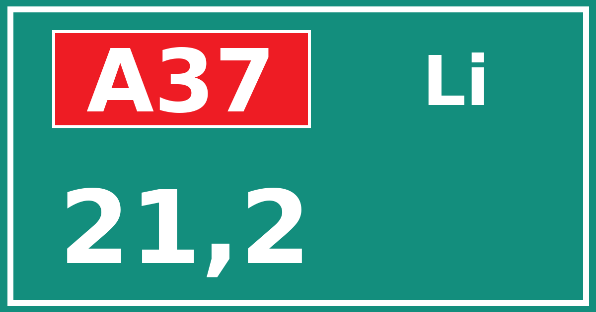 Hectometerbord A37 21,2 zijde Li