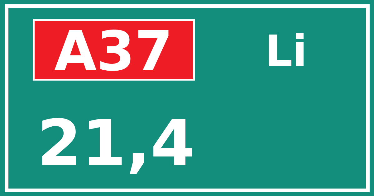 Hectometerbord A37 21,4 zijde Li
