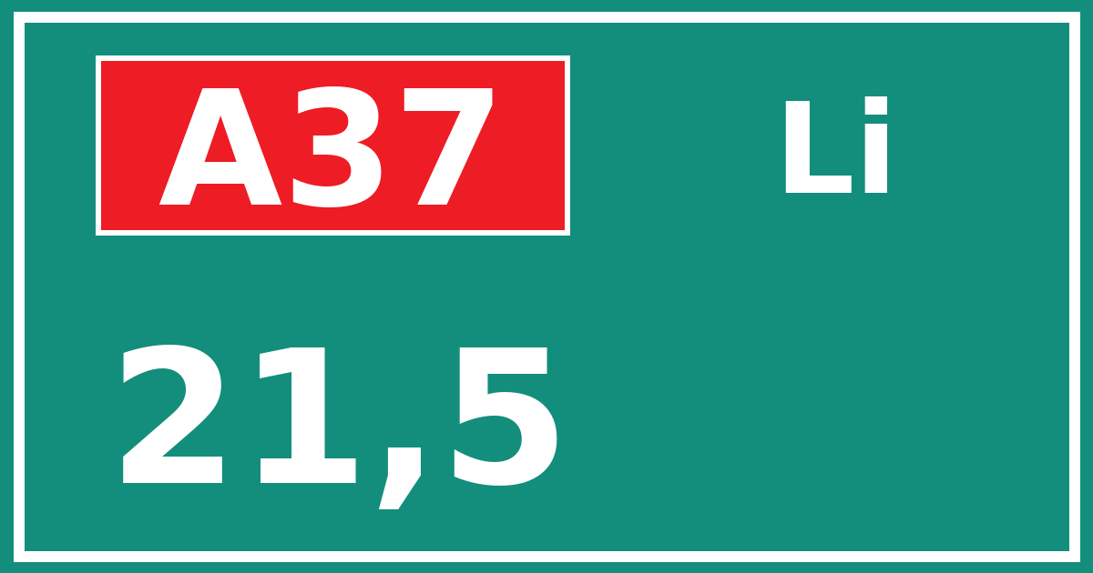 Hectometerbord A37 21,5 zijde Li