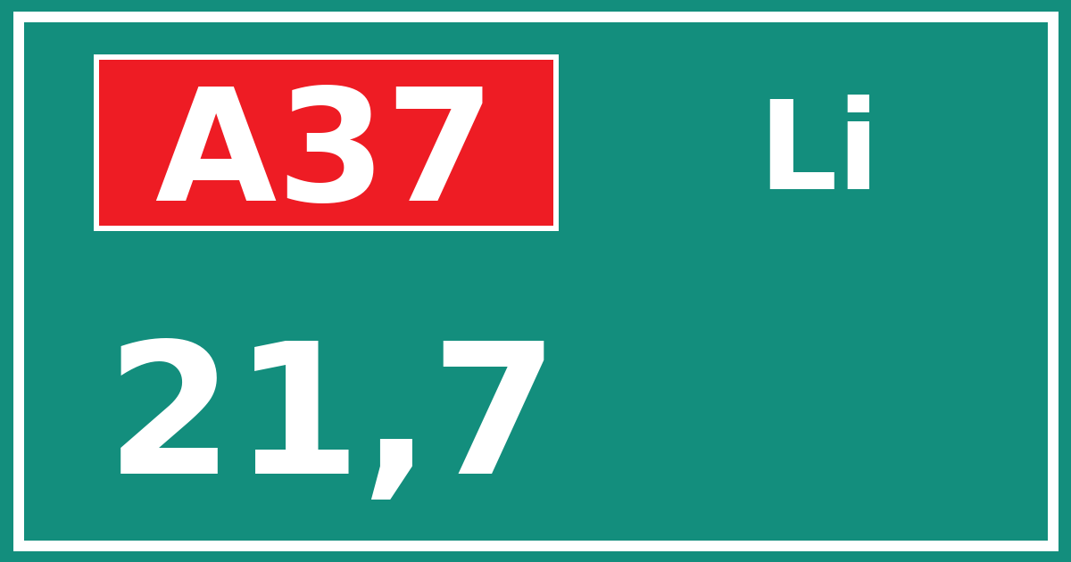 Hectometerbord A37 21,7 zijde Li