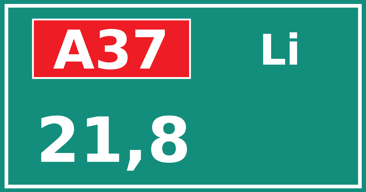 Hectometerbord A37 21,8 zijde Li