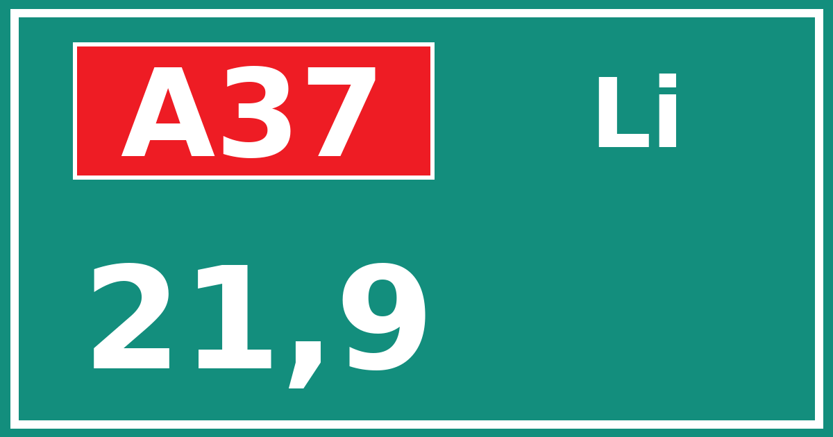 Hectometerbord A37 21,9 zijde Li