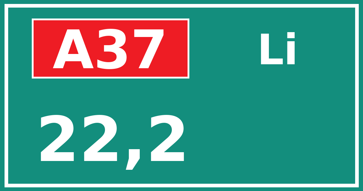 Hectometerbord A37 22,2 zijde Li