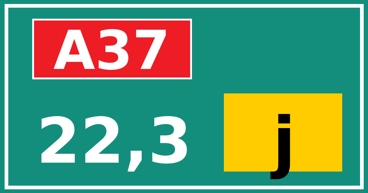 Hectometerbord A37 22,3 letter j