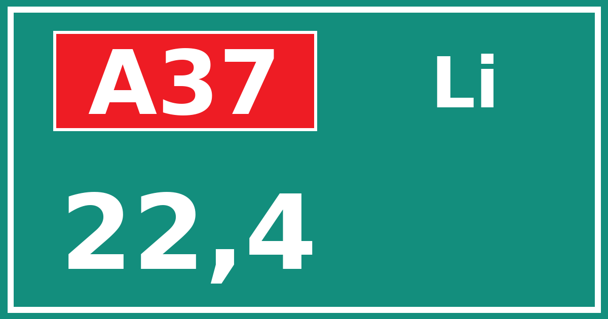 Hectometerbord A37 22,4 zijde Li
