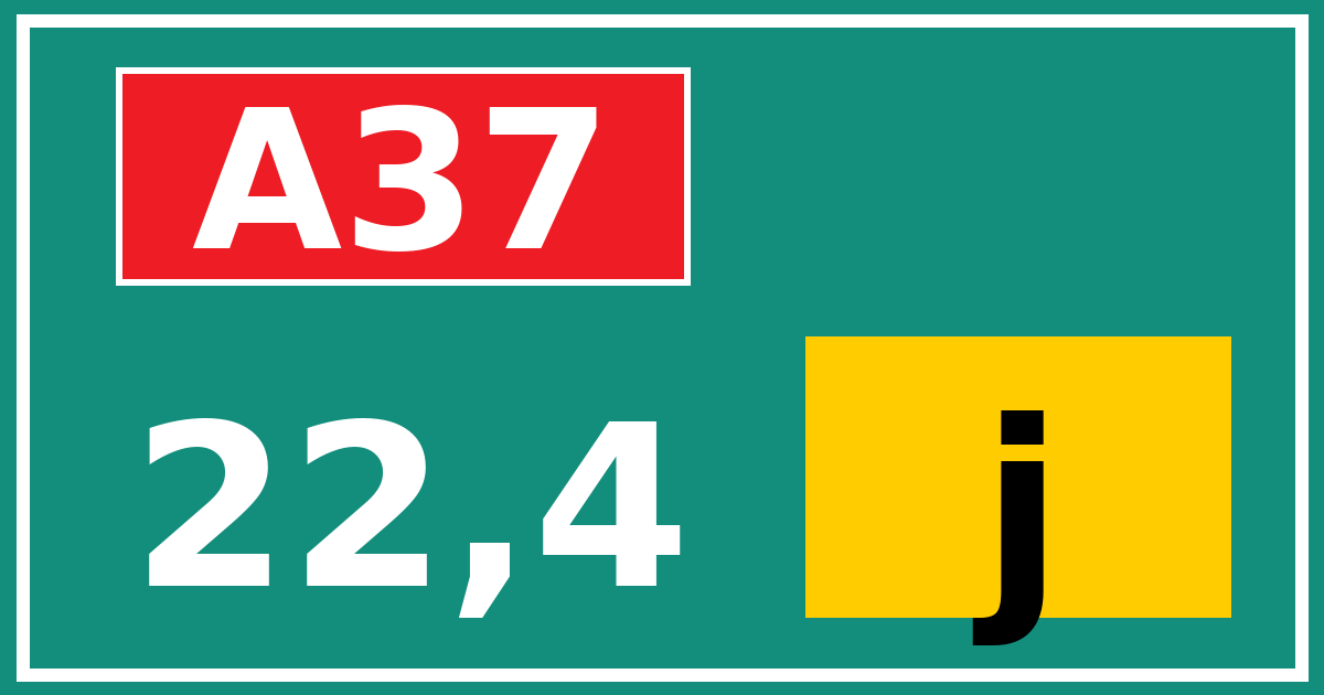 Hectometerbord A37 22,4 letter j