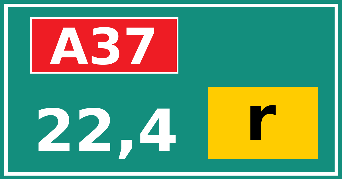 Hectometerbord A37 22,4 letter r