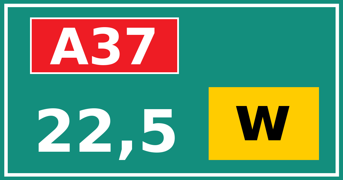 Hectometerbord A37 22,5 letter w