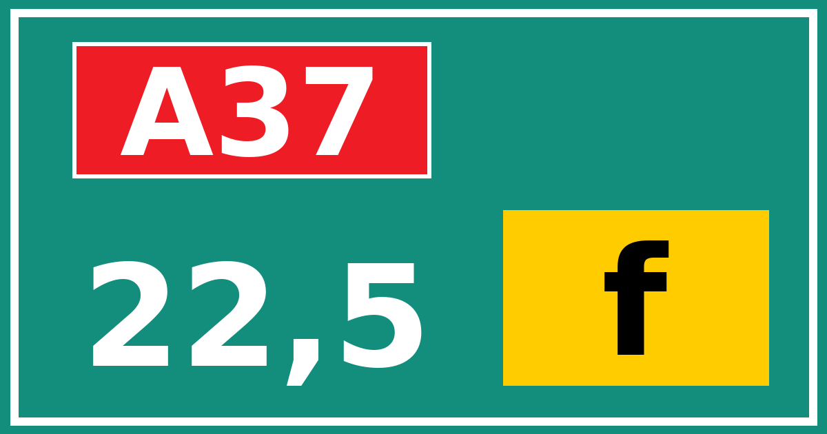 Hectometerbord A37 22,5 letter f