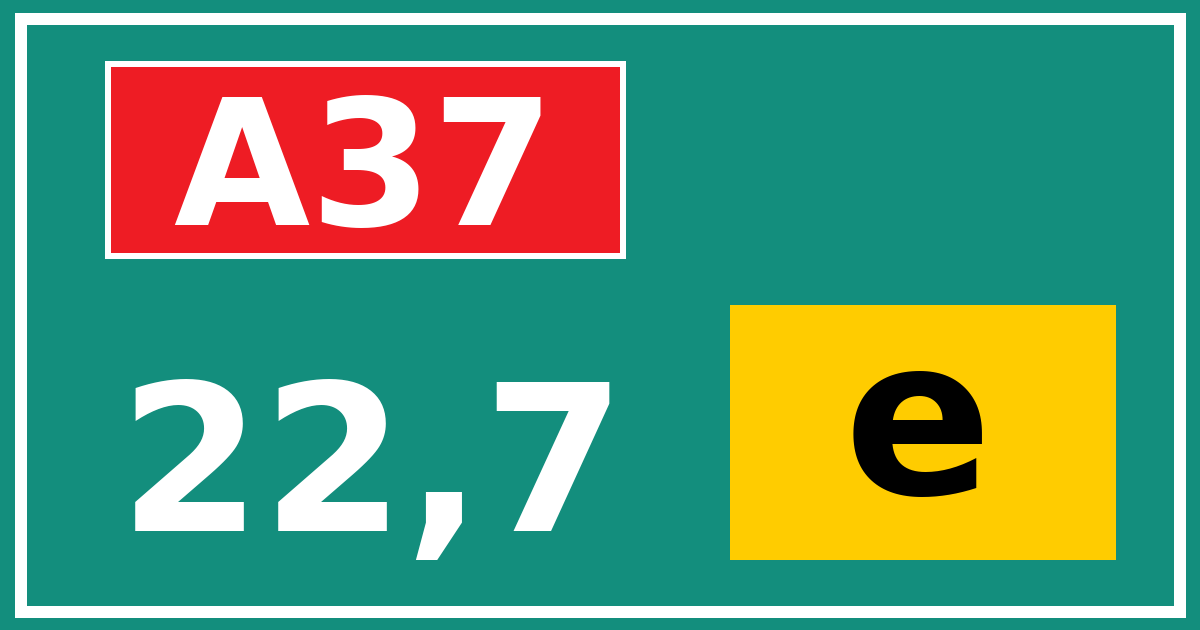 Hectometerbord A37 22,7 letter e