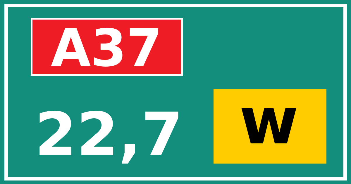 Hectometerbord A37 22,7 letter w