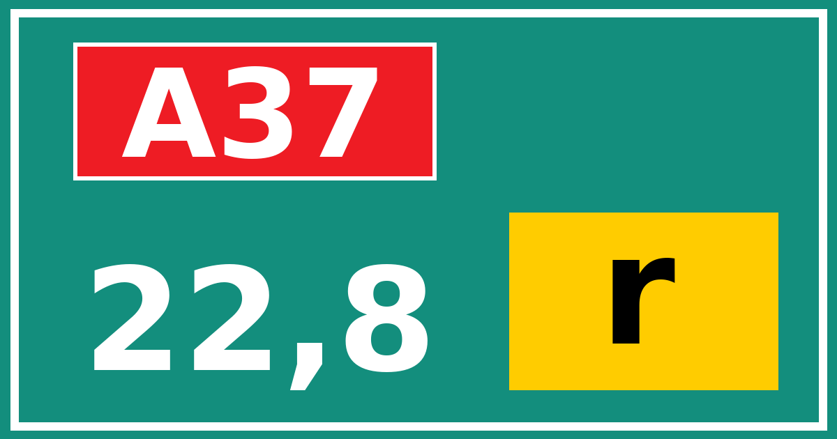 Hectometerbord A37 22,8 letter r