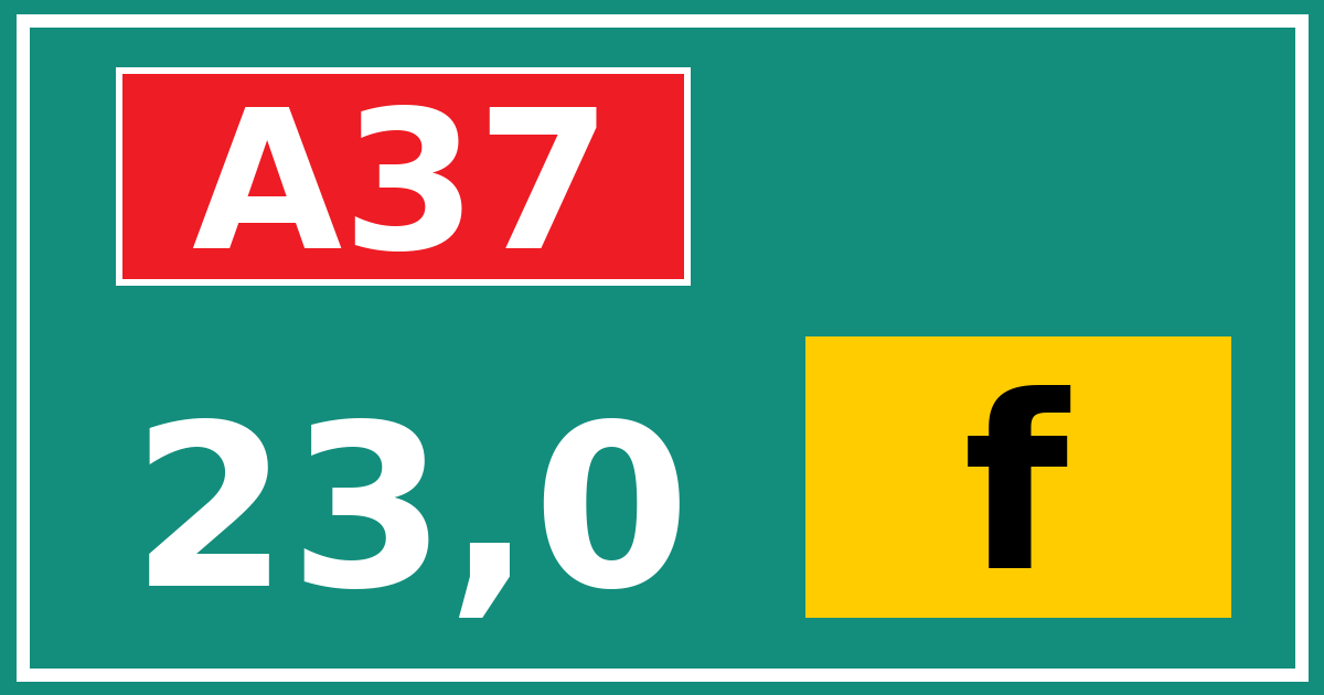 Hectometerbord A37 23,0 letter f