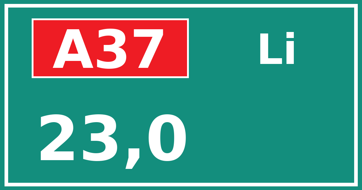 Hectometerbord A37 23,0 zijde Li