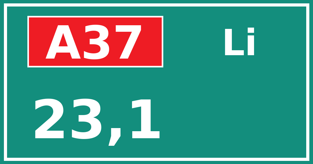 Hectometerbord A37 23,1 zijde Li