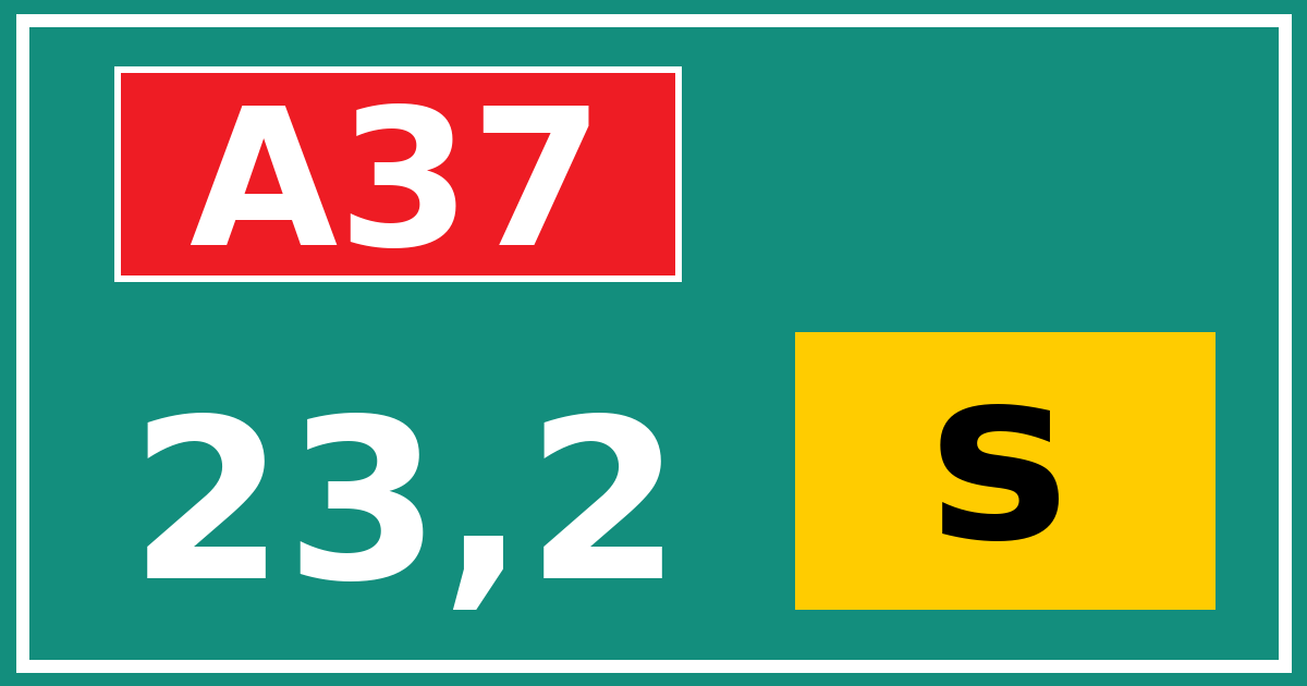 Hectometerbord A37 23,2 letter s