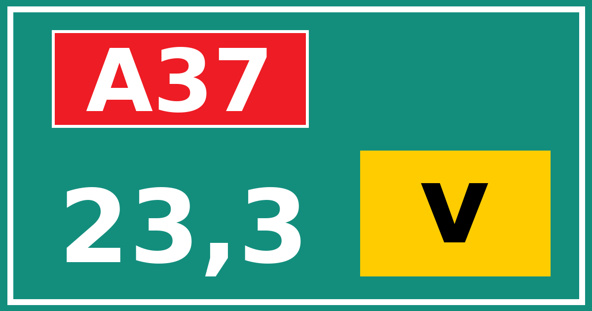 Hectometerbord A37 23,3 letter v