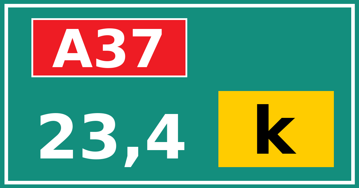 Hectometerbord A37 23,4 letter k
