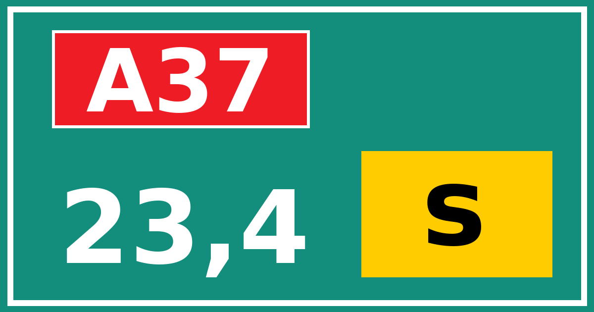 Hectometerbord A37 23,4 letter s