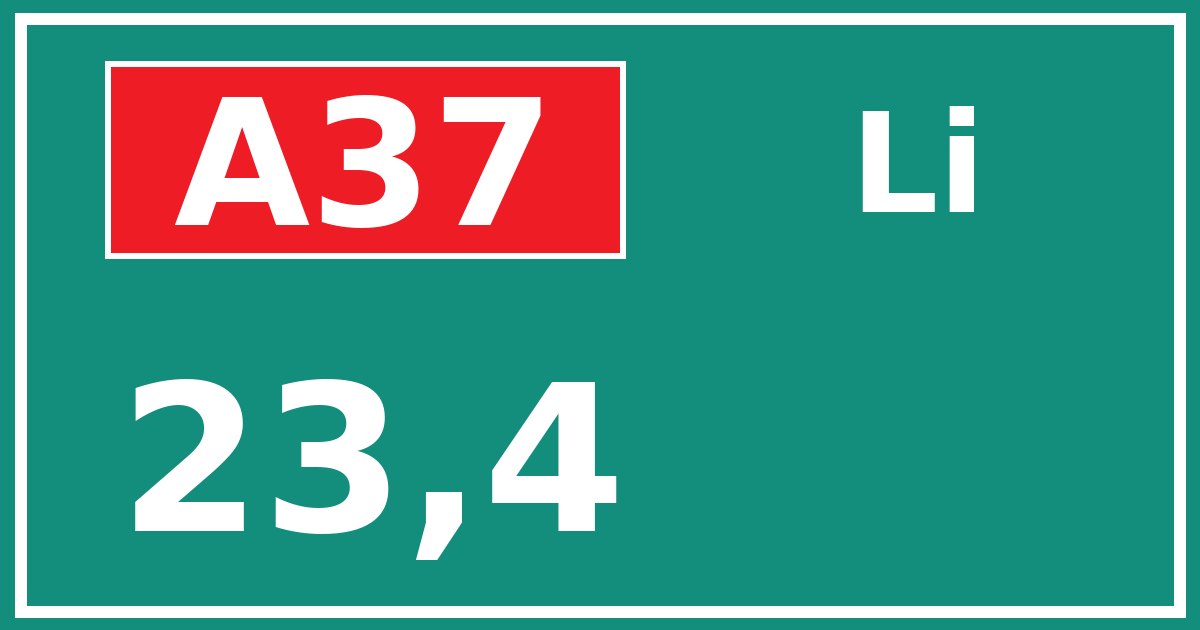 Hectometerbord A37 23,4 zijde Li