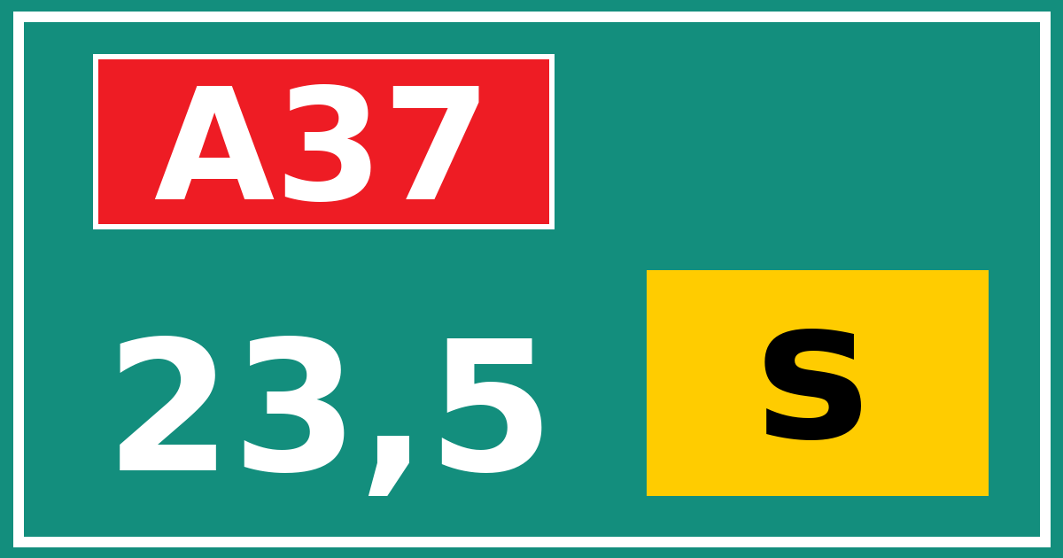 Hectometerbord A37 23,5 letter s