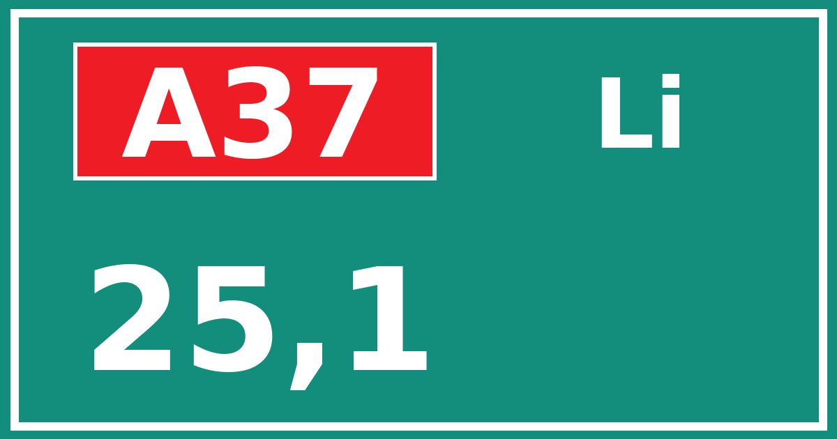 Hectometerbord A37 25,1 zijde Li