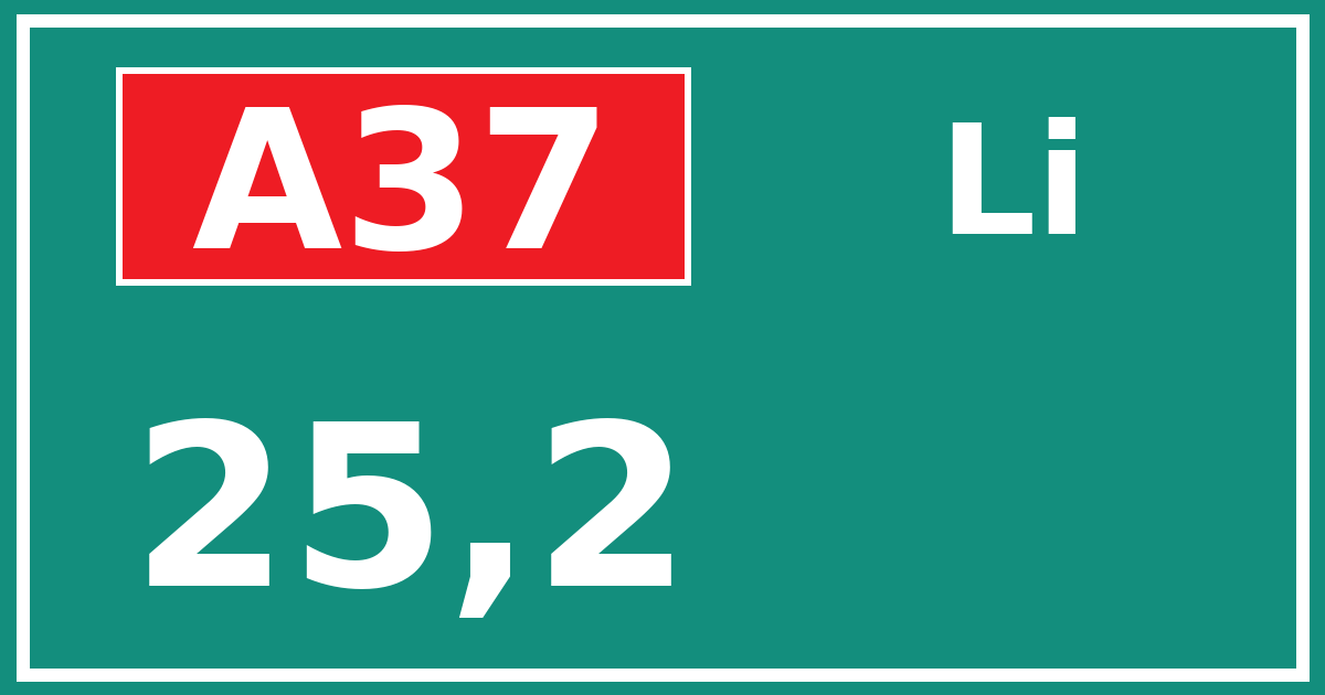 Hectometerbord A37 25,2 zijde Li