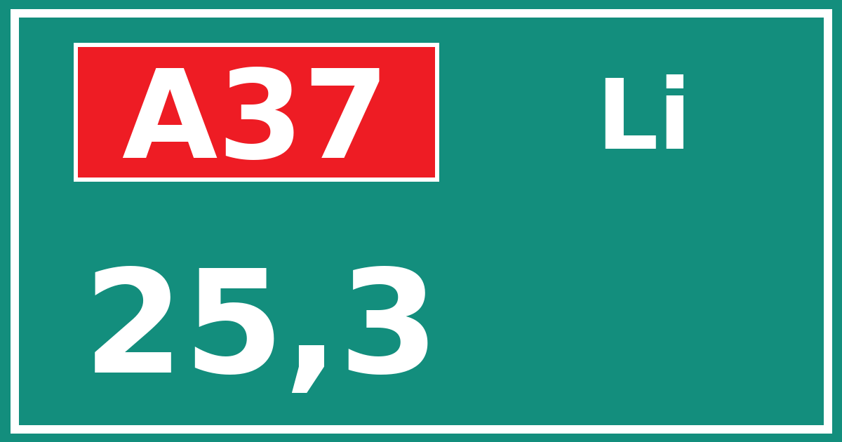 Hectometerbord A37 25,3 zijde Li