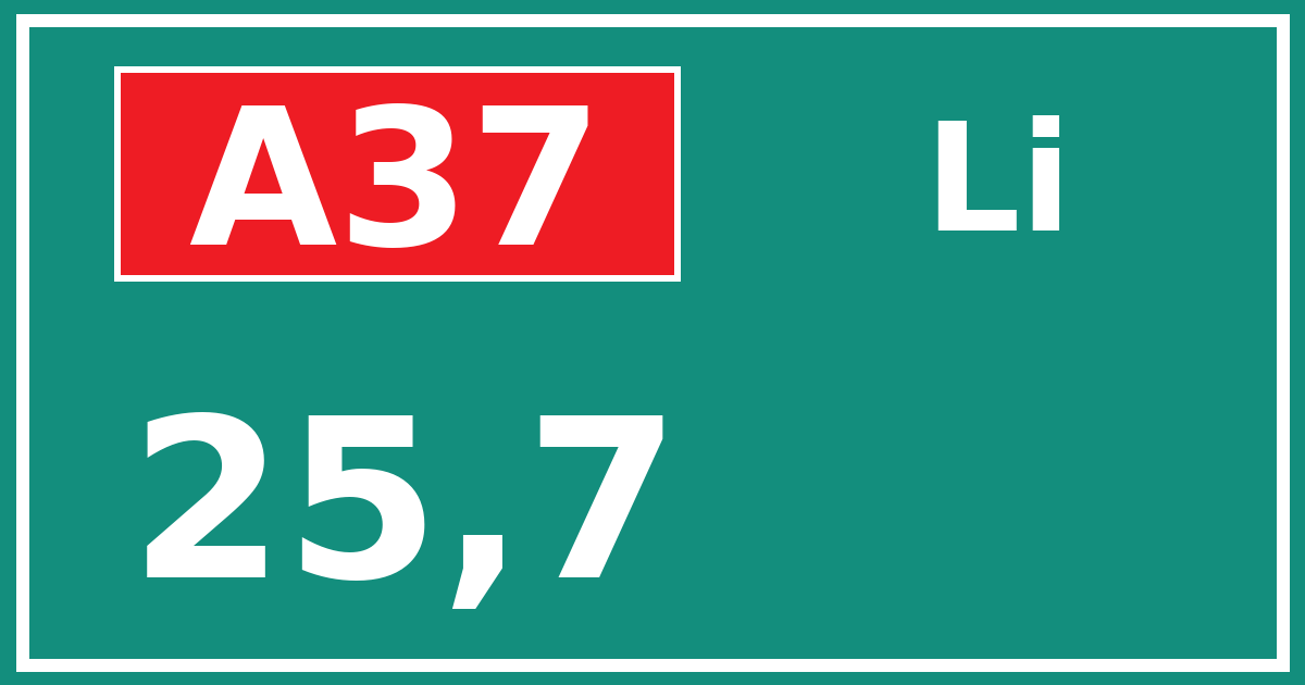 Hectometerbord A37 25,7 zijde Li