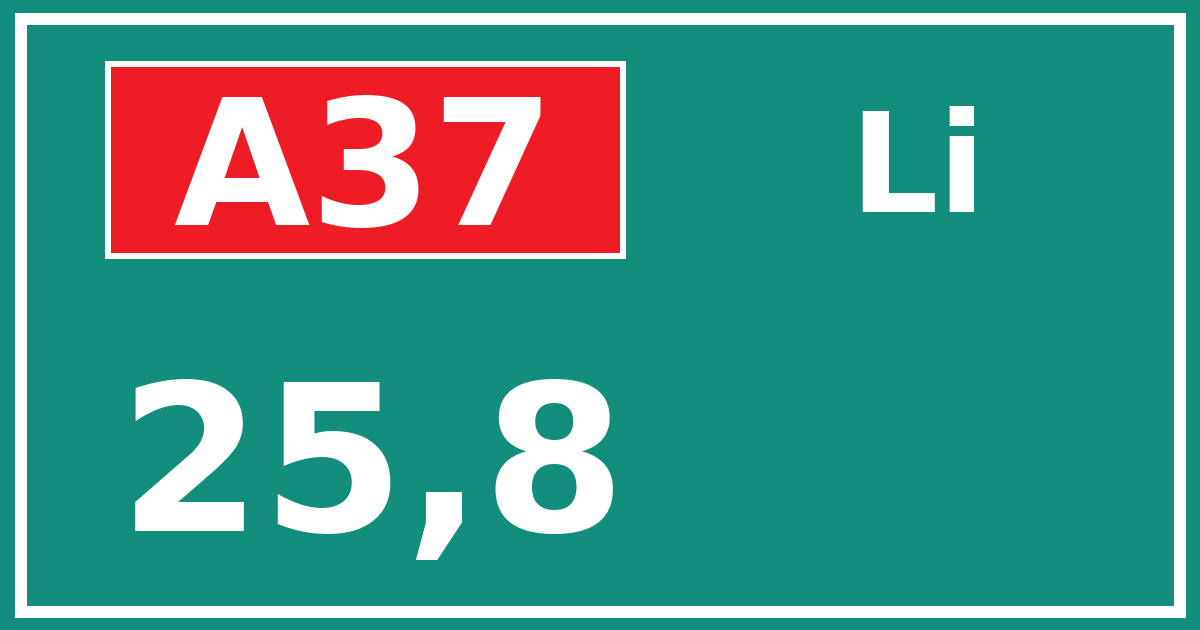 Hectometerbord A37 25,8 zijde Li