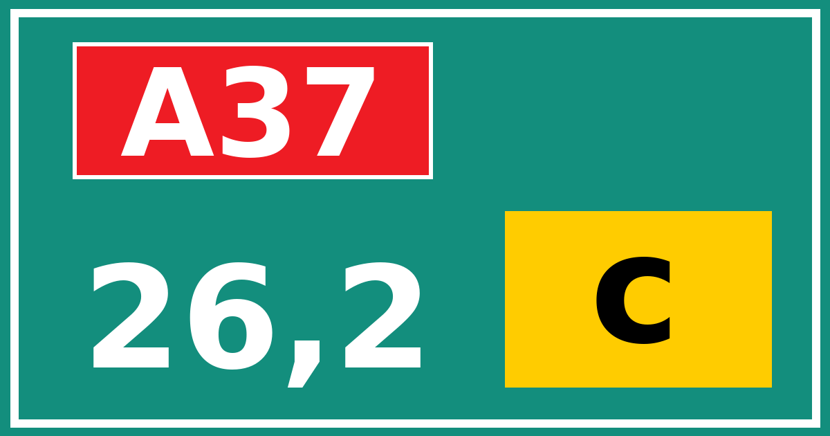 Hectometerbord A37 26,2 letter c