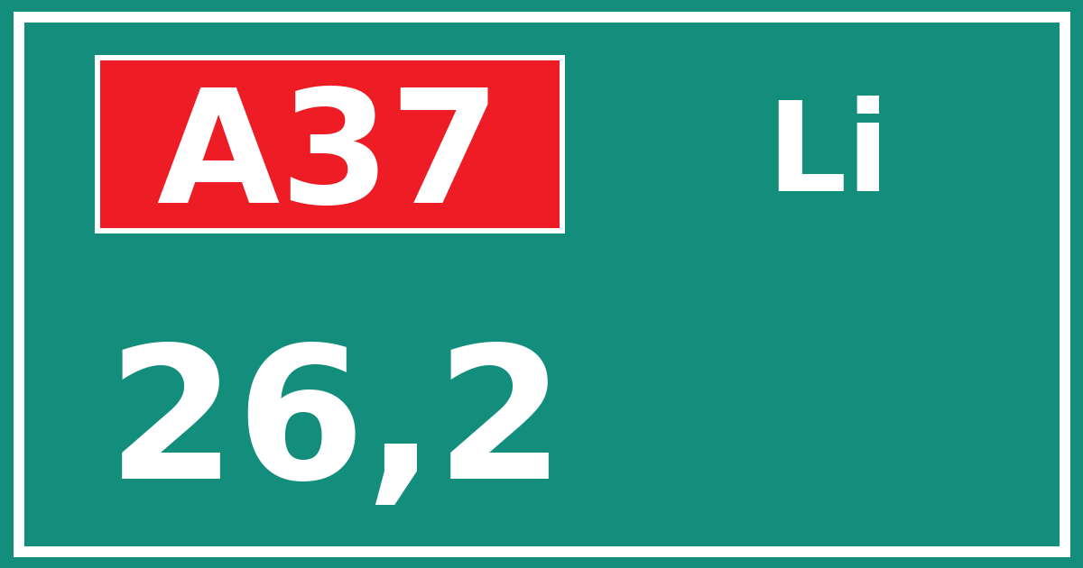 Hectometerbord A37 26,2 zijde Li