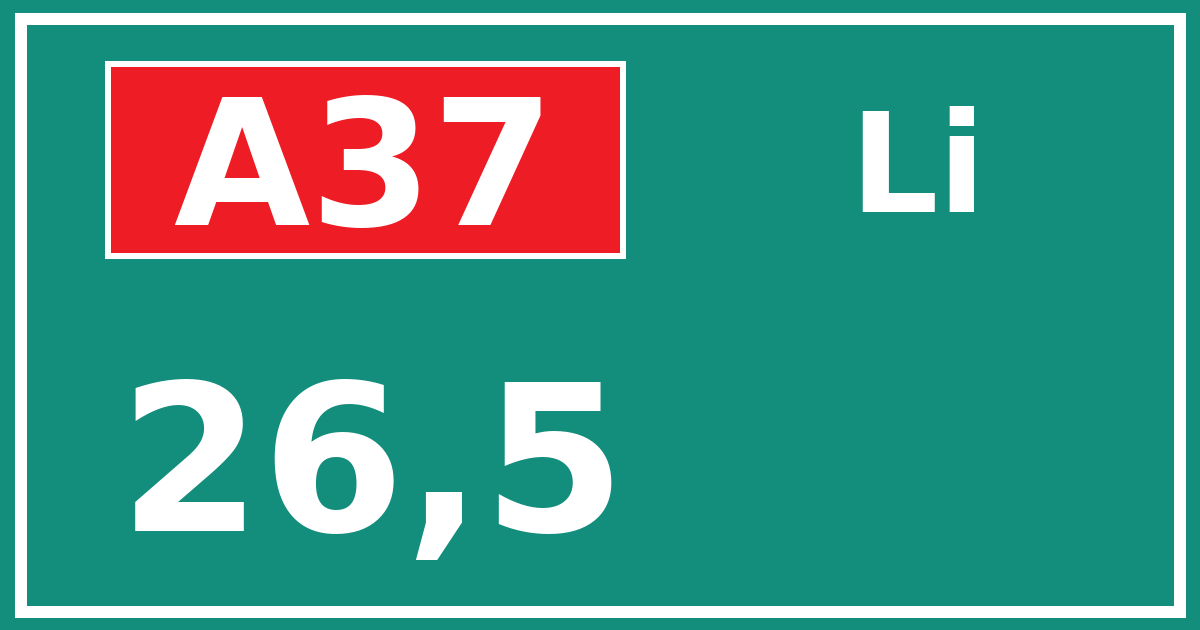 Hectometerbord A37 26,5 zijde Li