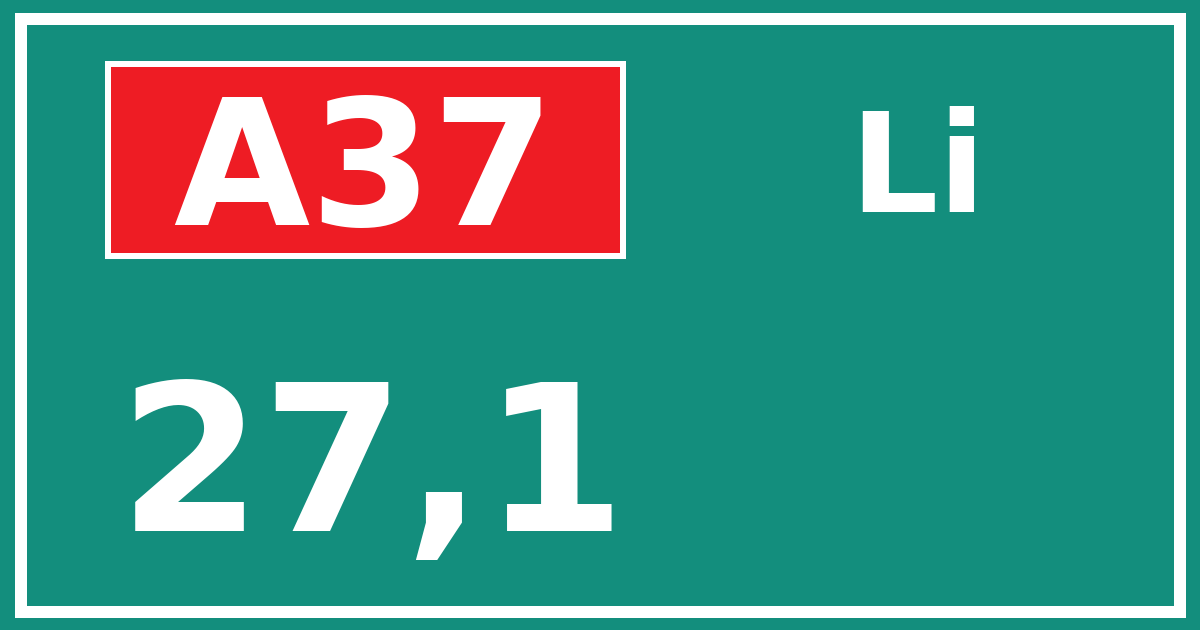 Hectometerbord A37 27,1 zijde Li
