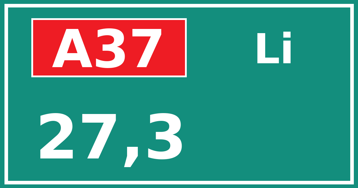Hectometerbord A37 27,3 zijde Li