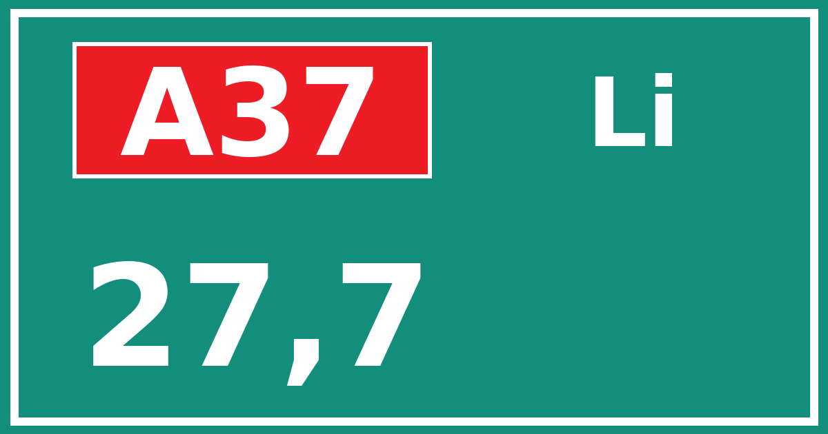 Hectometerbord A37 27,7 zijde Li