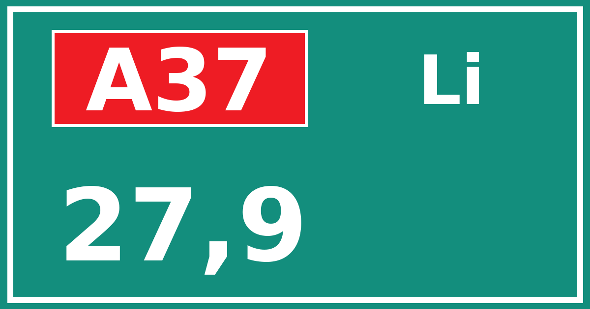 Hectometerbord A37 27,9 zijde Li