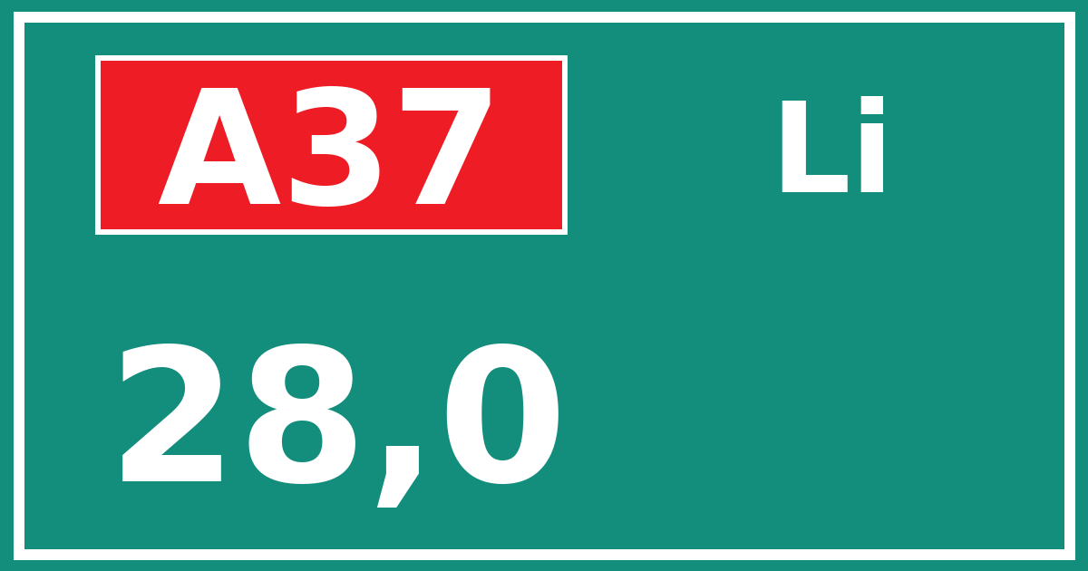 Hectometerbord A37 28,0 zijde Li