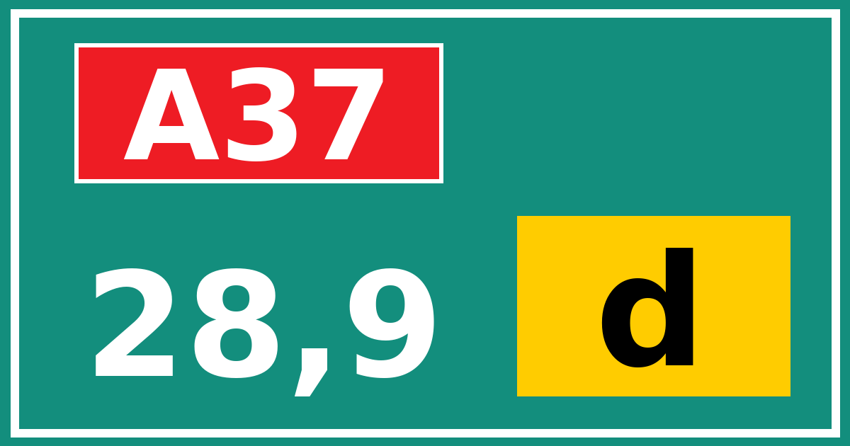 Hectometerbord A37 28,9 letter d