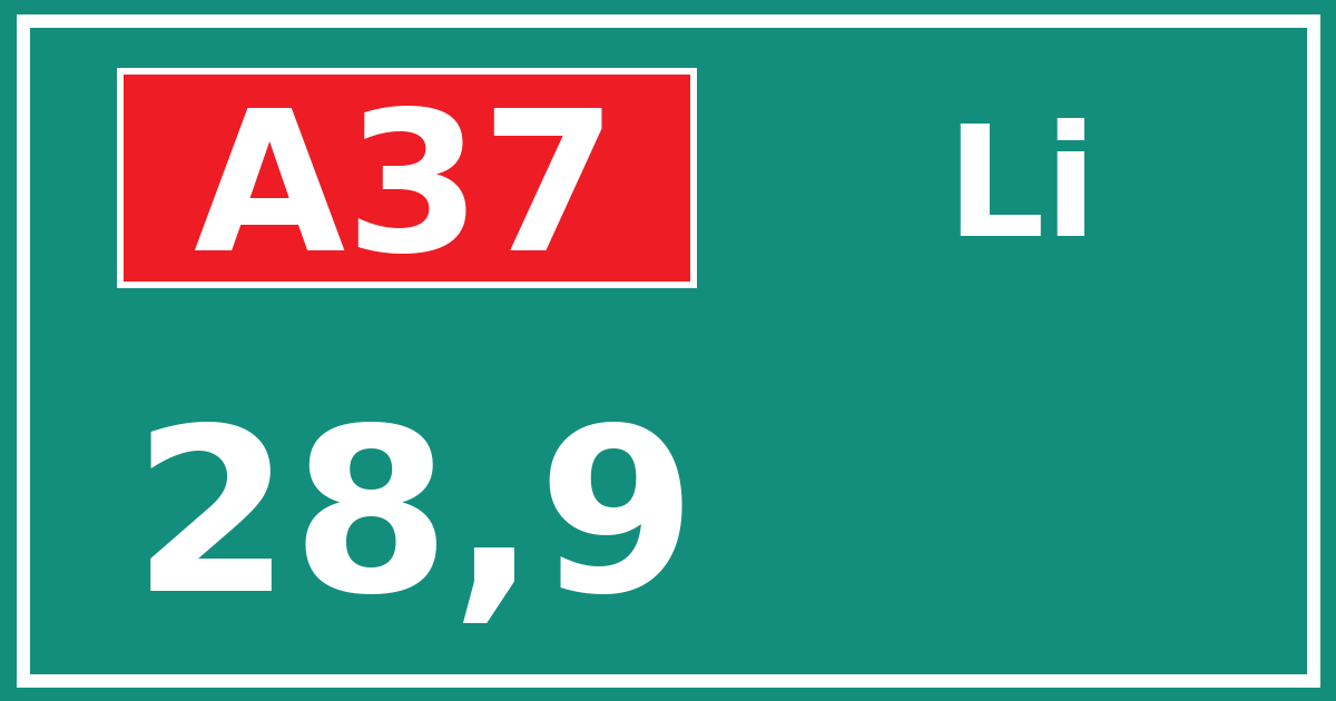 Hectometerbord A37 28,9 zijde Li