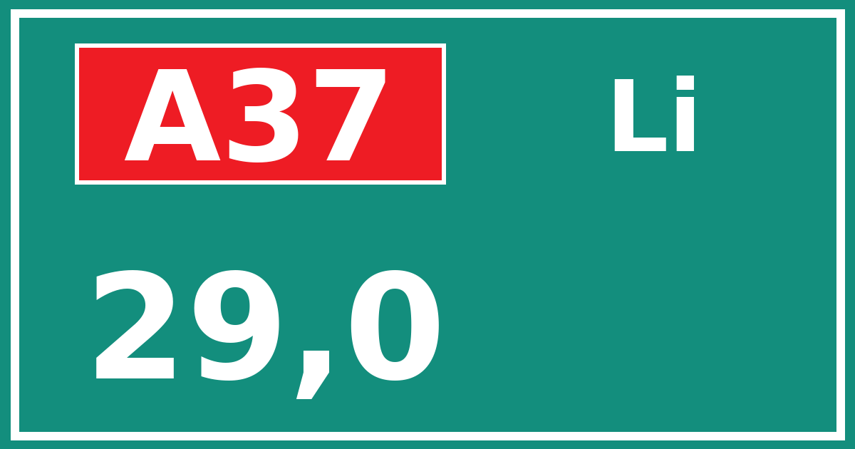 Hectometerbord A37 29,0 zijde Li