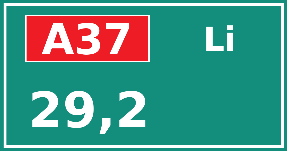 Hectometerbord A37 29,2 zijde Li