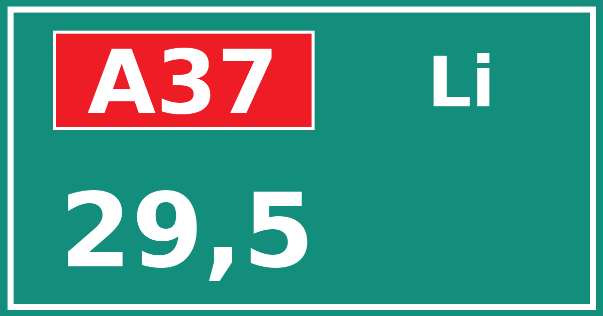 Hectometerbord A37 29,5 zijde Li