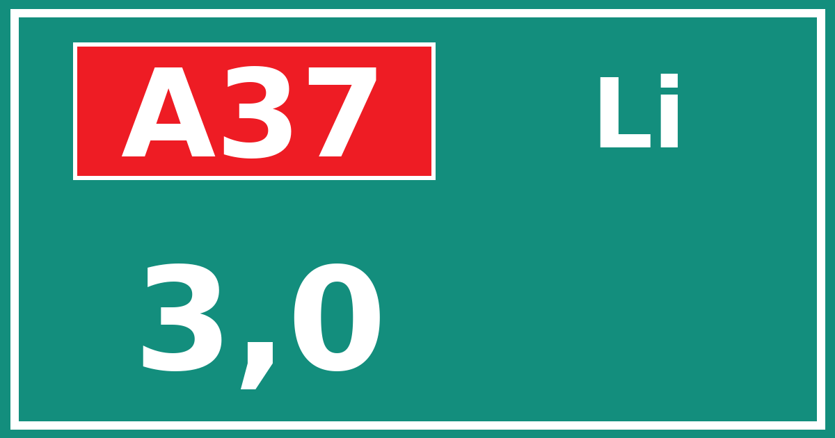 Hectometerbord A37 3,0 zijde Li